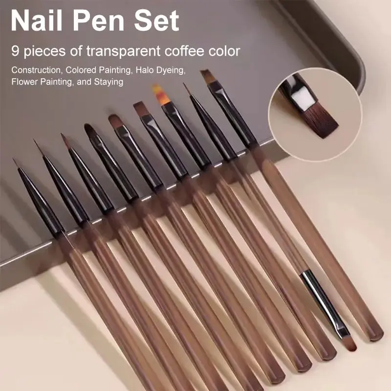 Nail Art Sch - 9Pcs Multi Head Nail Art Brush
