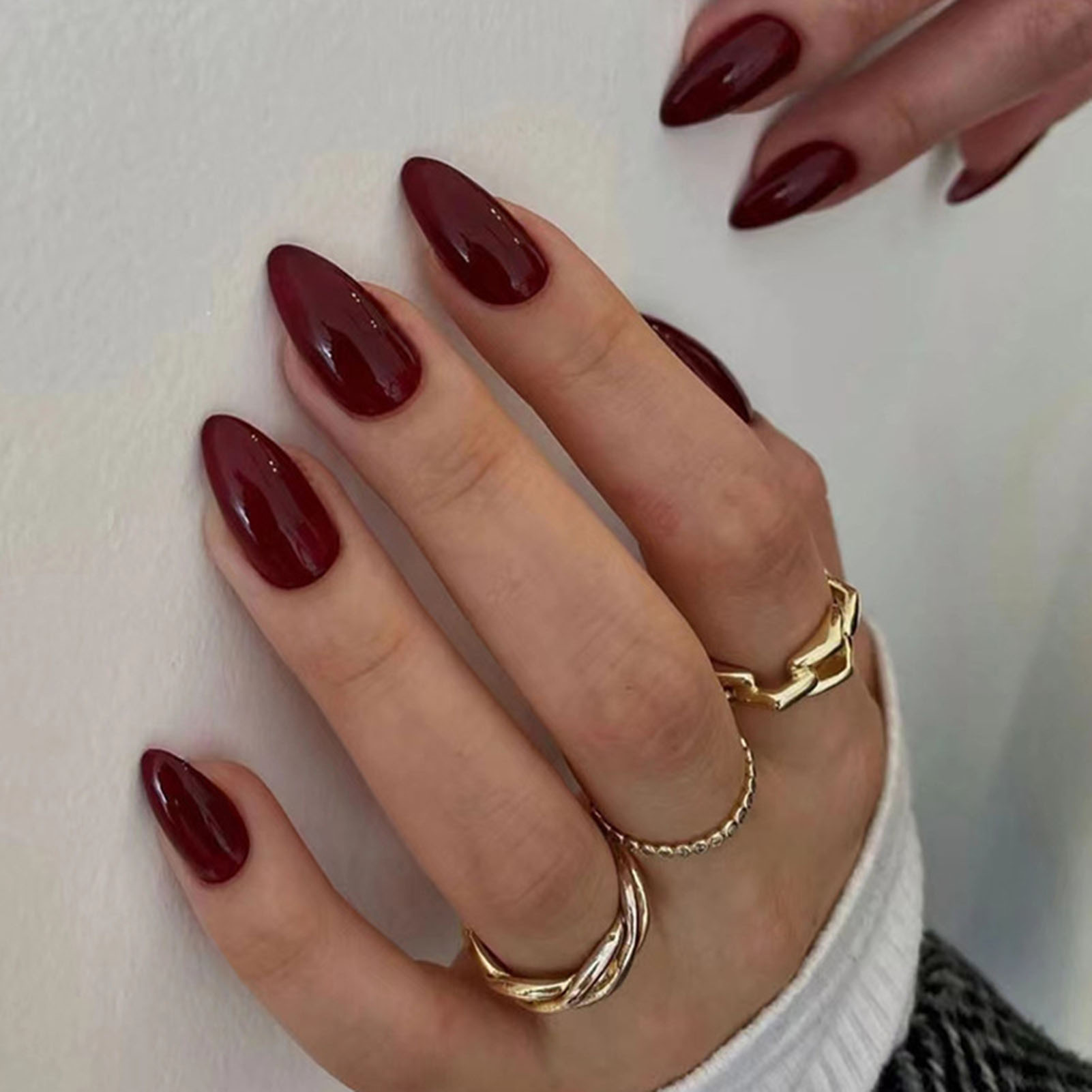 Nail Art Fake Nails - Cherry Red Press on Nails 24Pcs