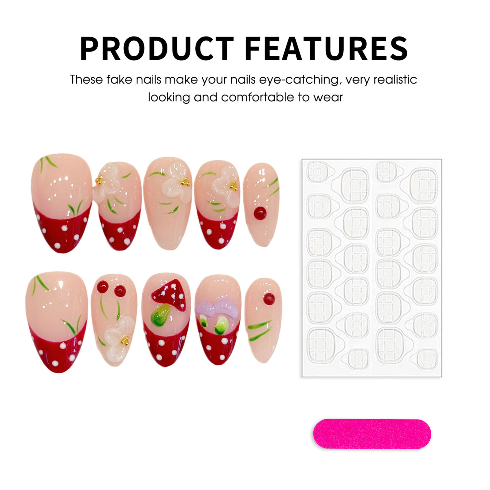 10Pcs Red White Polka Dot Desi - огляд і ціна Nail Art Xs