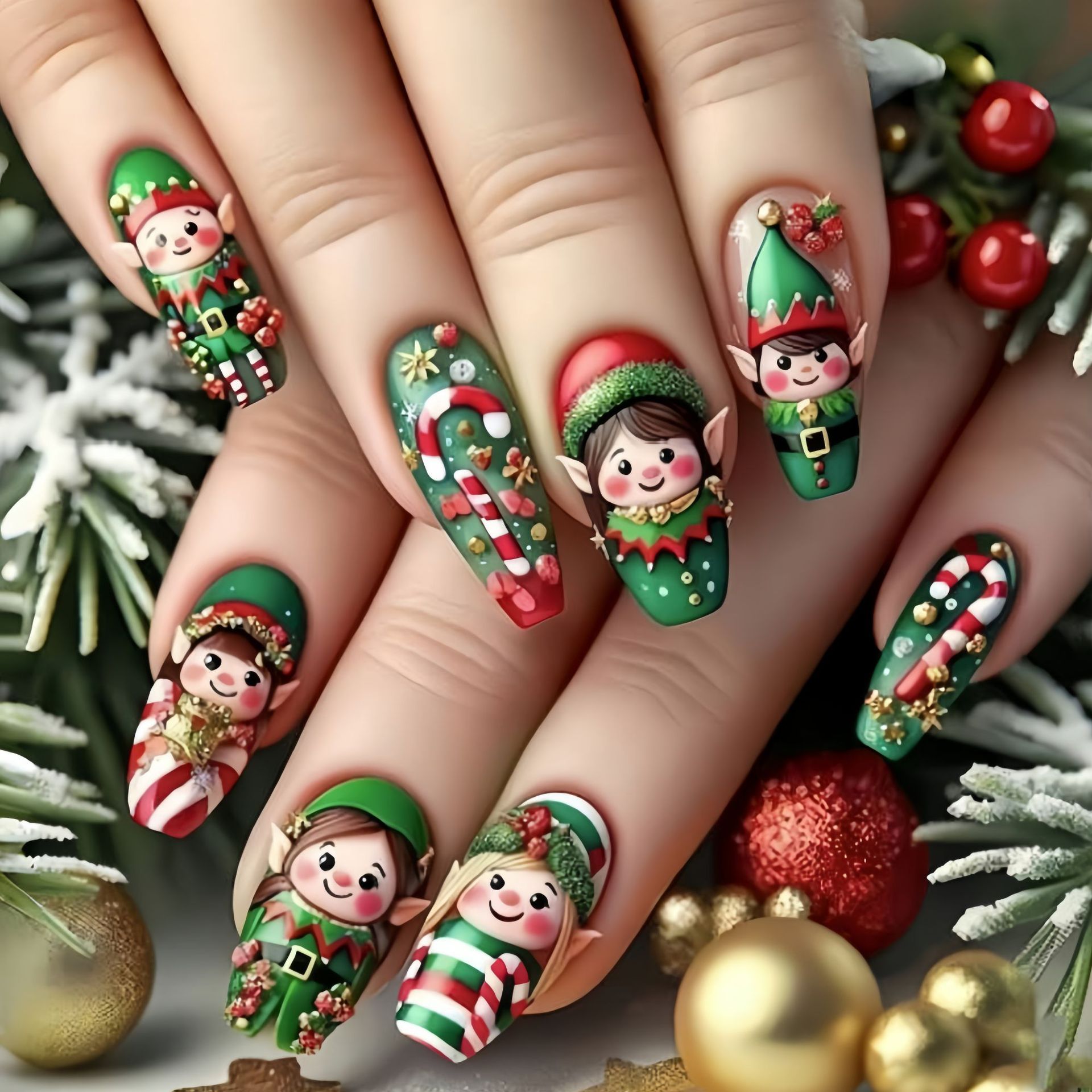 Medium fake nails for Christma - огляд і ціна Nail Art Press On