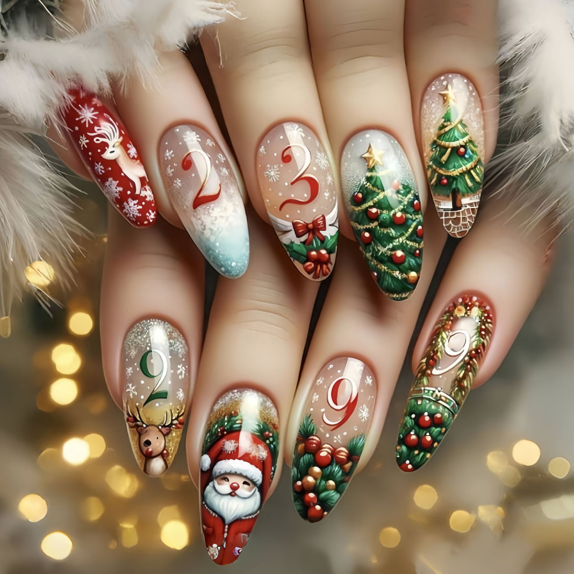 Medium fake nails for Christma - огляд і ціна Nail Art Press On
