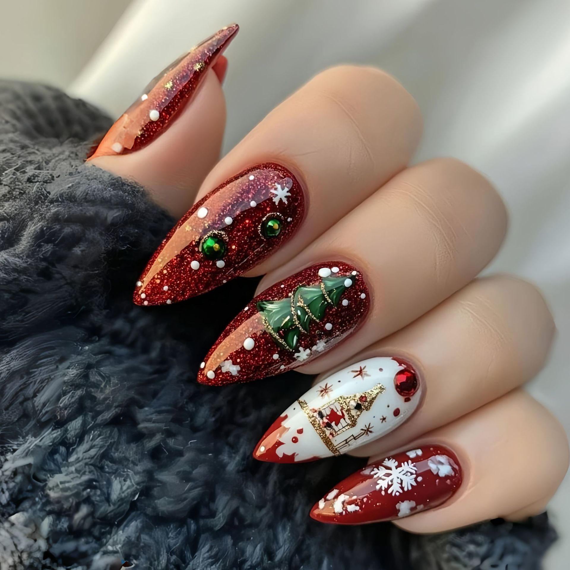Medium fake nails for Christma - огляд і ціна Nail Art Press On