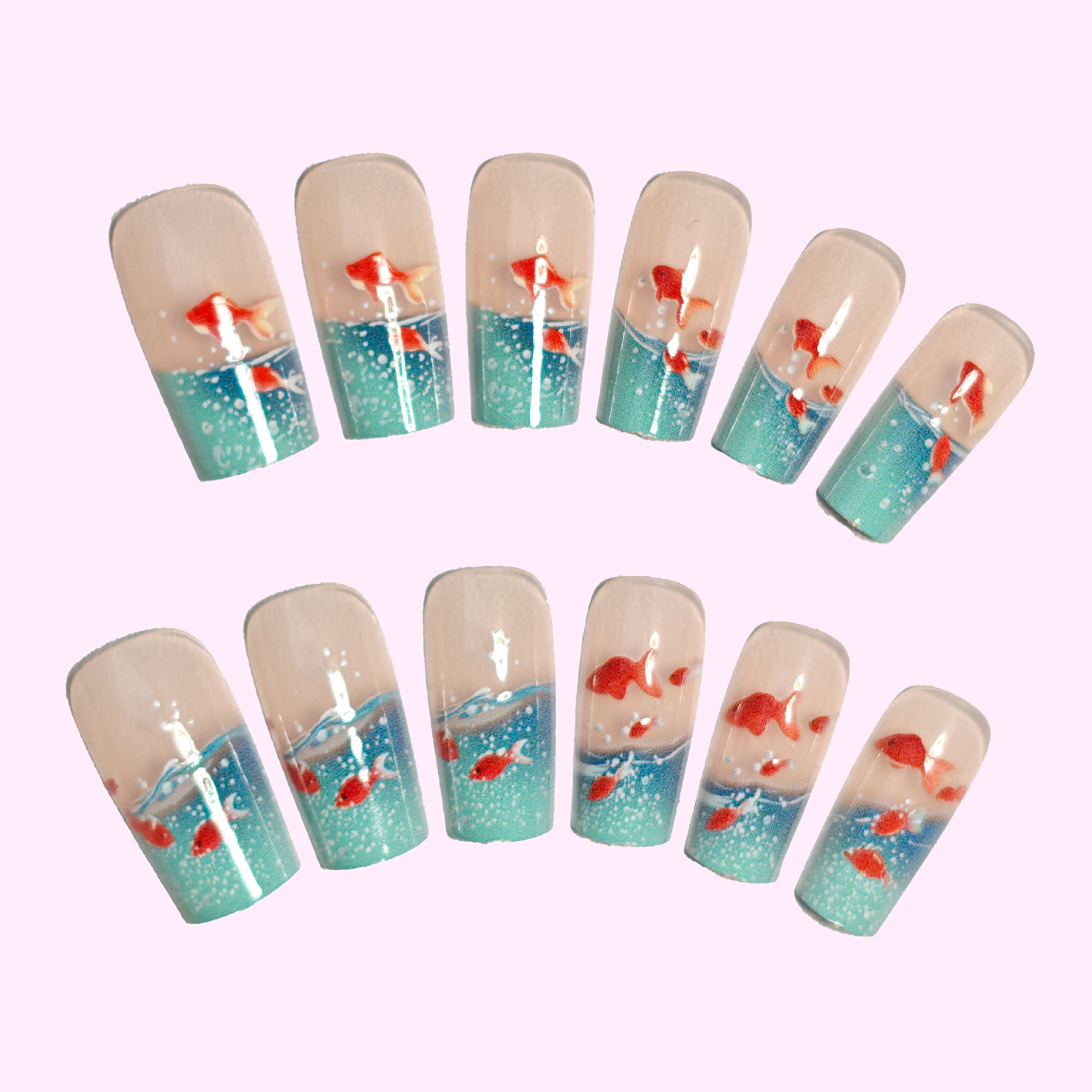 Medium long Square fake nails  - огляд і ціна Nail Art Yellow