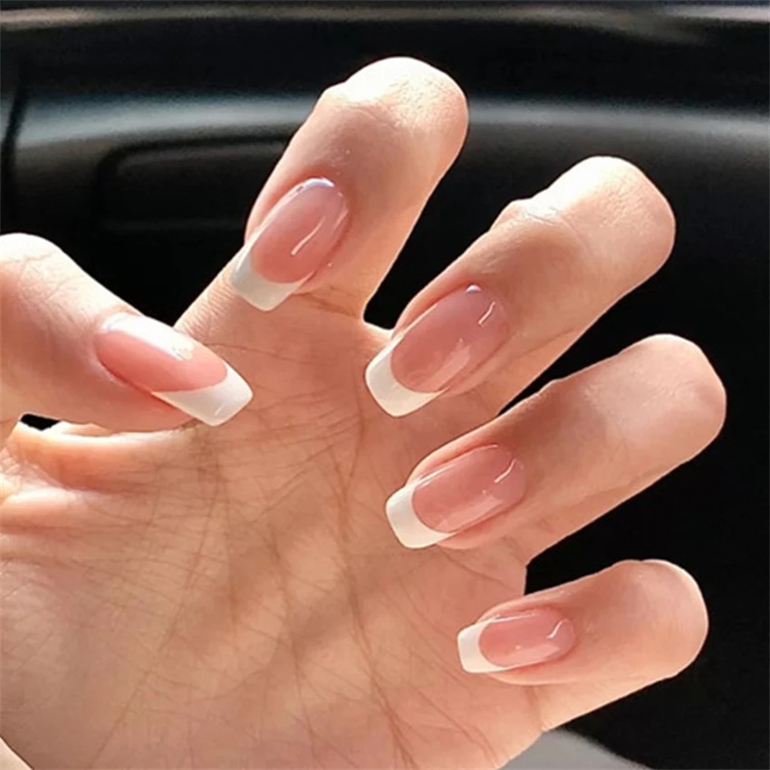 24Pcs/Set Short French Minimal - огляд і ціна Nail Art Pink