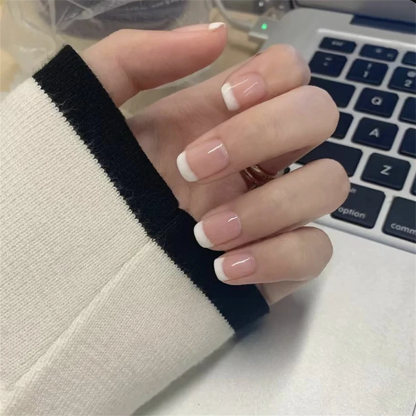 24Pcs/Set Short French Minimal - огляд і ціна Nail Art Pink