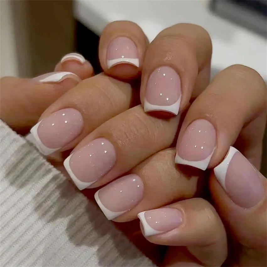24Pcs/Set Short French Minimal - огляд і ціна Nail Art Pink