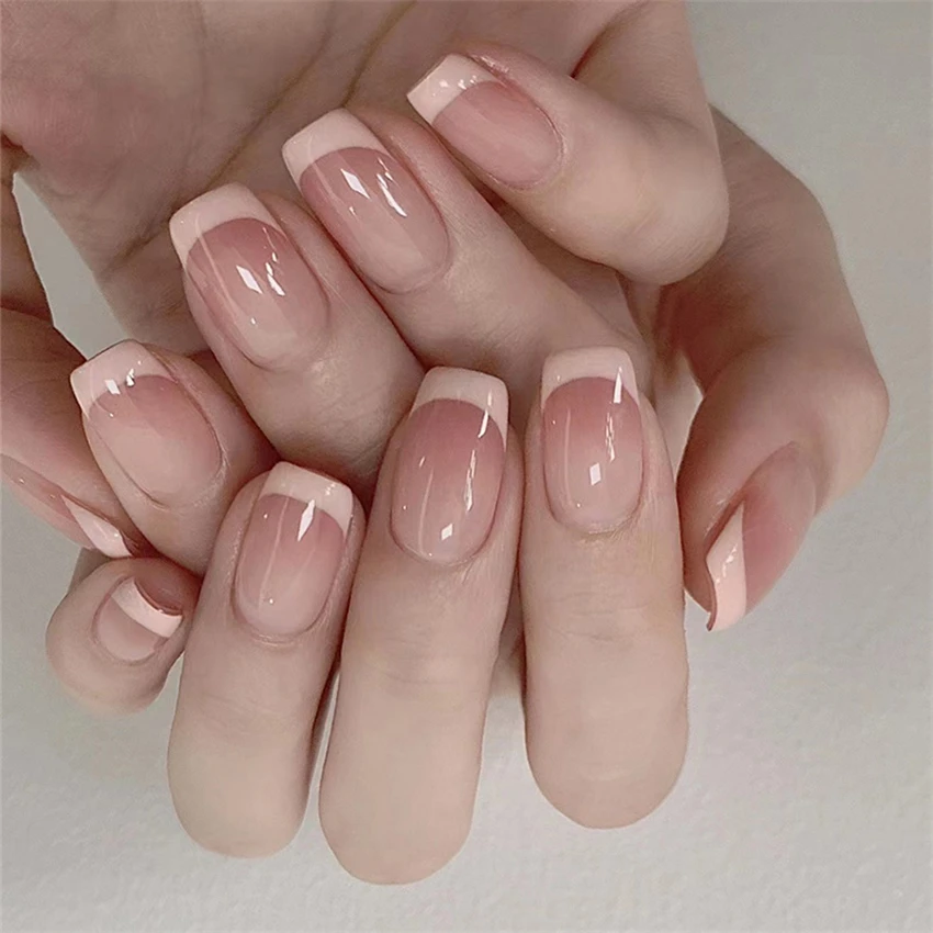 24Pcs/Set Short French Minimal - огляд і ціна Nail Art Pink
