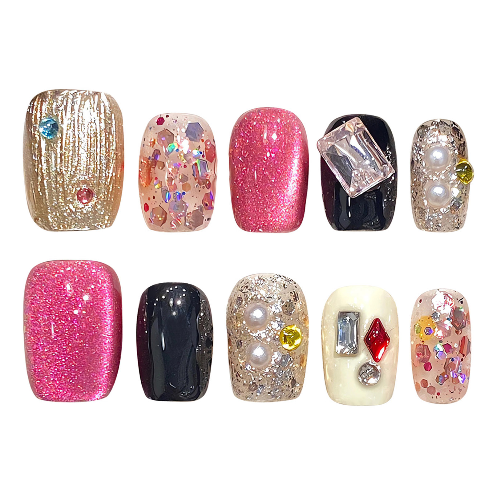 Handmade Press on Nails Glitte - огляд і ціна Nail Art Cat Eye