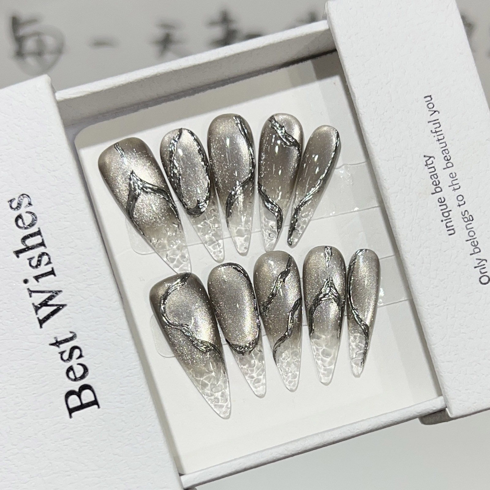 10pcs Halloween False Nails Re - огляд і ціна Nail Art Cat Eye