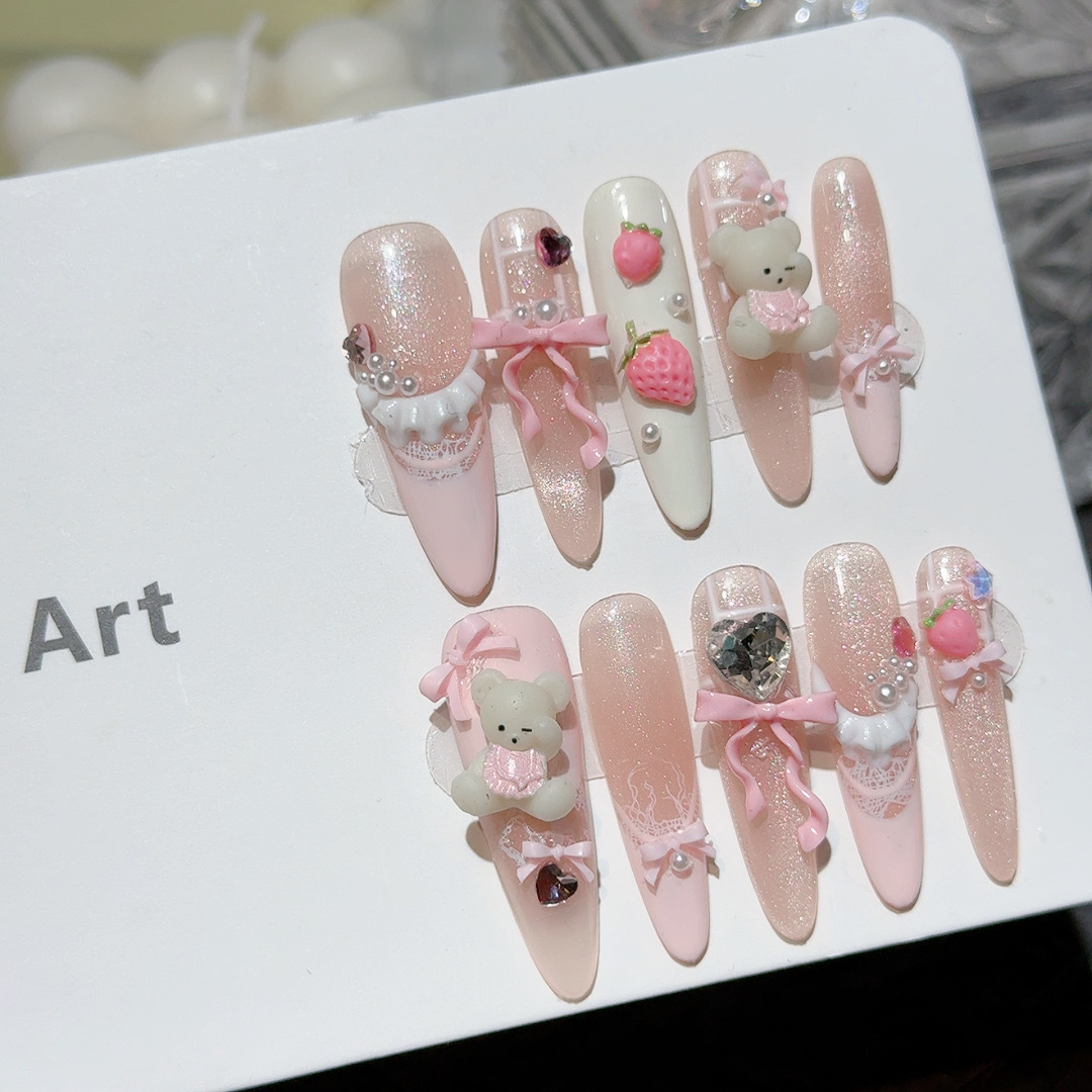 10pcs Cute Bear Rabbit Press O - огляд і ціна Nail Art Yellow