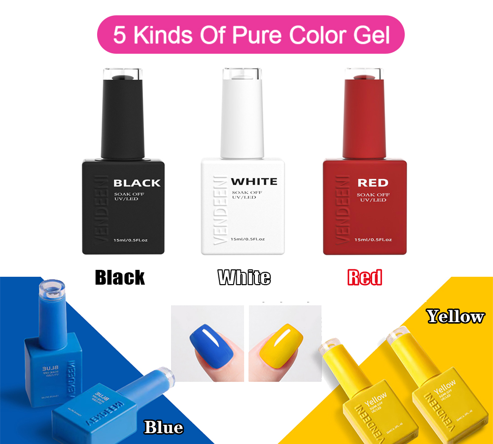 Vendeeni 15ml Black White Red  - огляд і ціна Nail Art Yellow