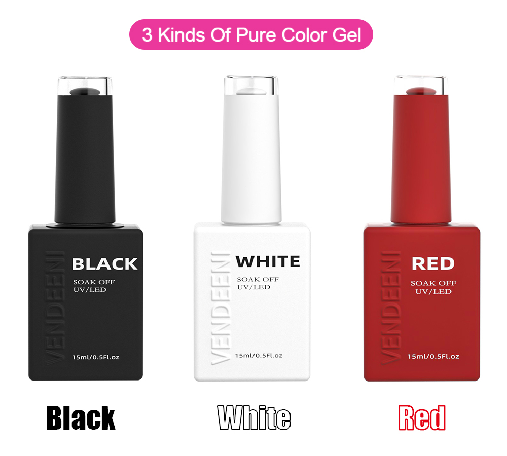 Vendeeni 15ml Black White Red  - огляд і ціна Nail Art Yellow