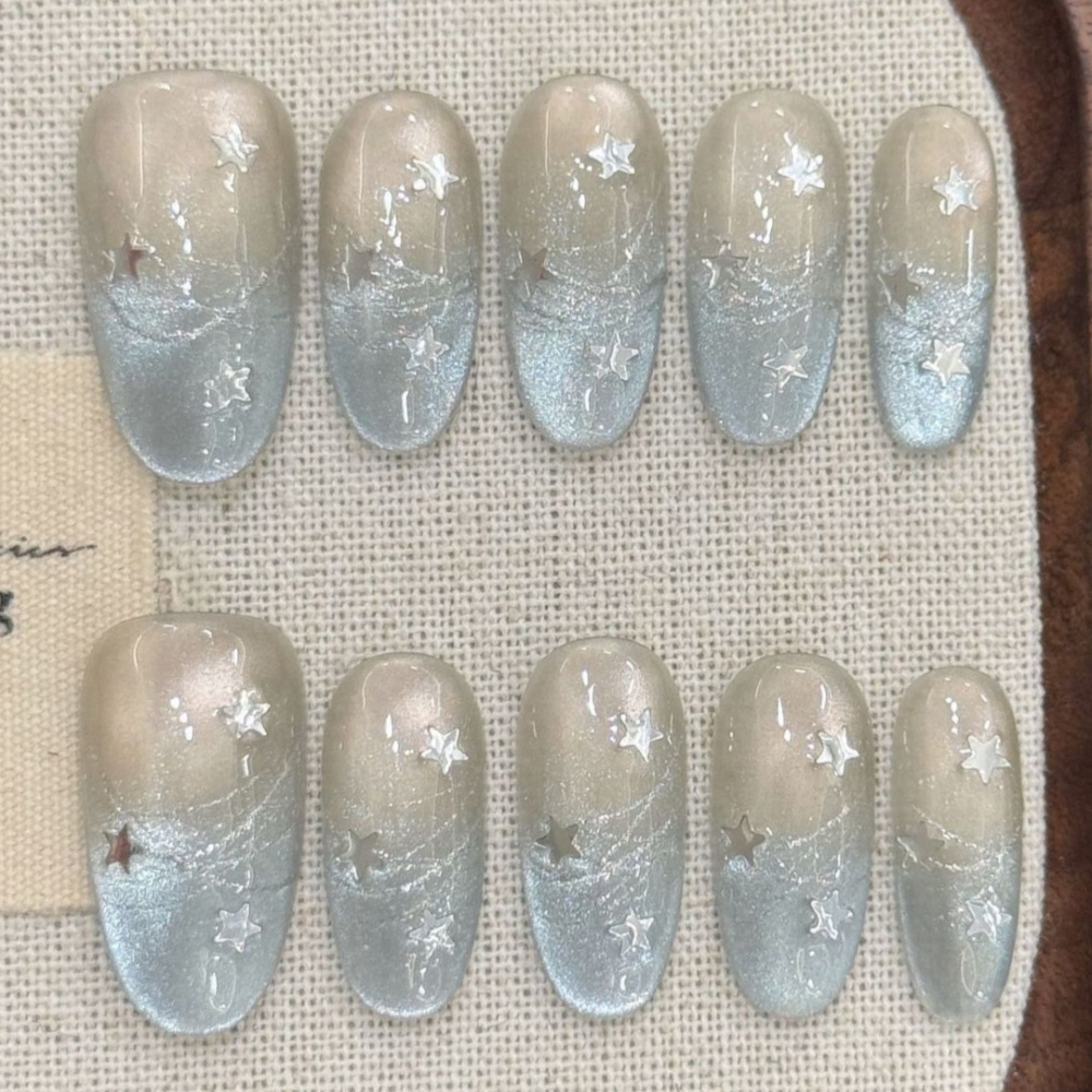 10pcs Cat's Eye Handmade Fake  - огляд і ціна Nail Art Pink